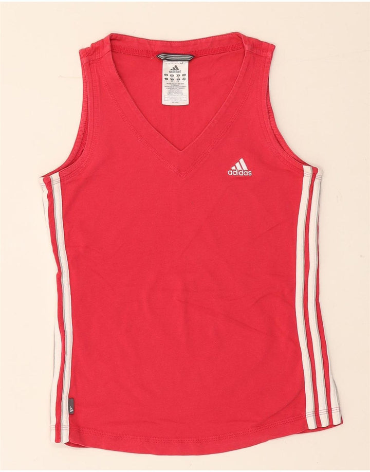 Adidas Womens Vest Top UK 10 Pequeno Algodão Vermelho