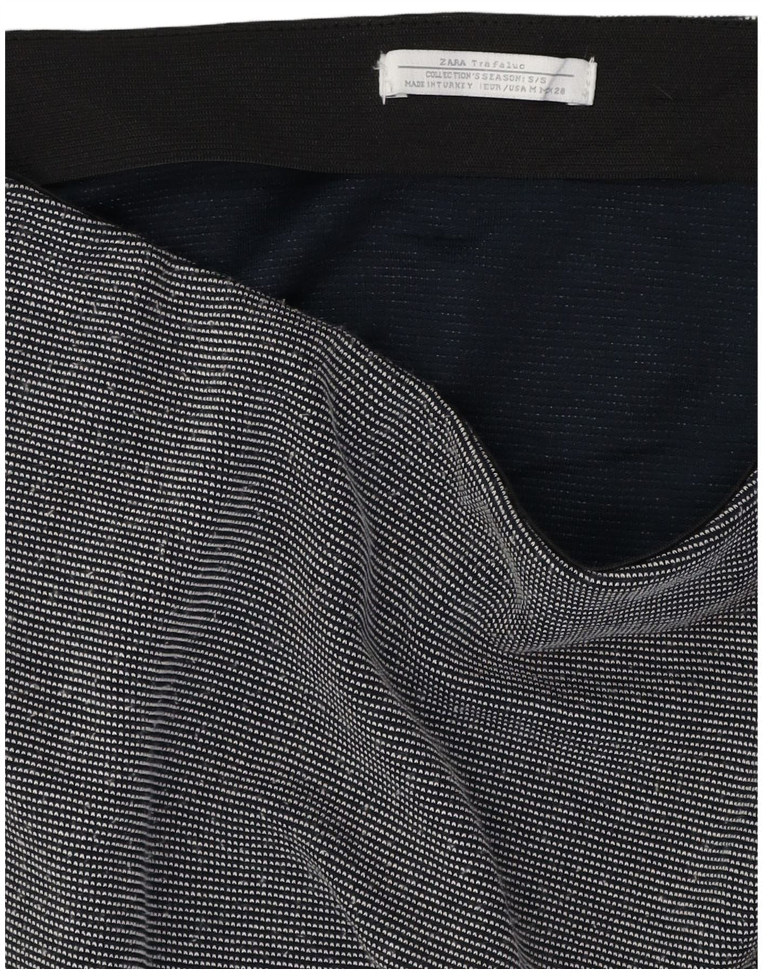 Minissaia feminina ZARA média W28 azul marinho manchada