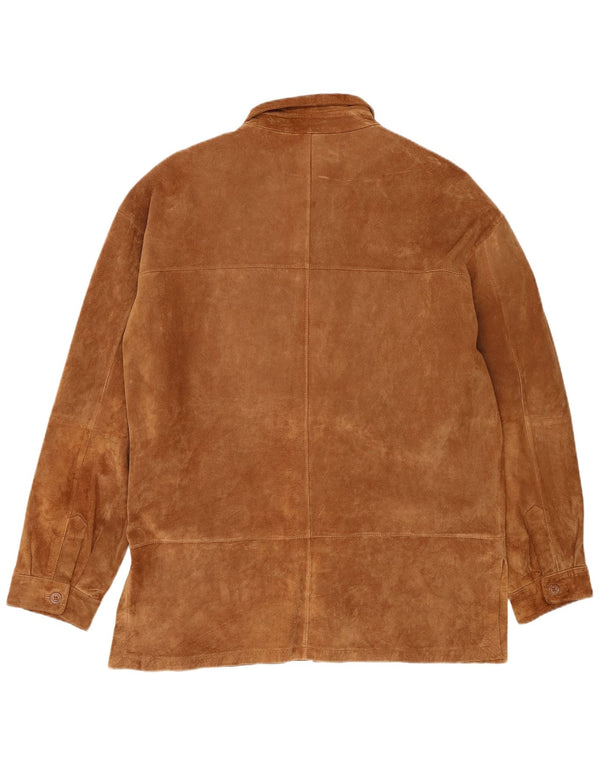 Jaqueta masculina vintage de camurça UK 42 XL couro marrom