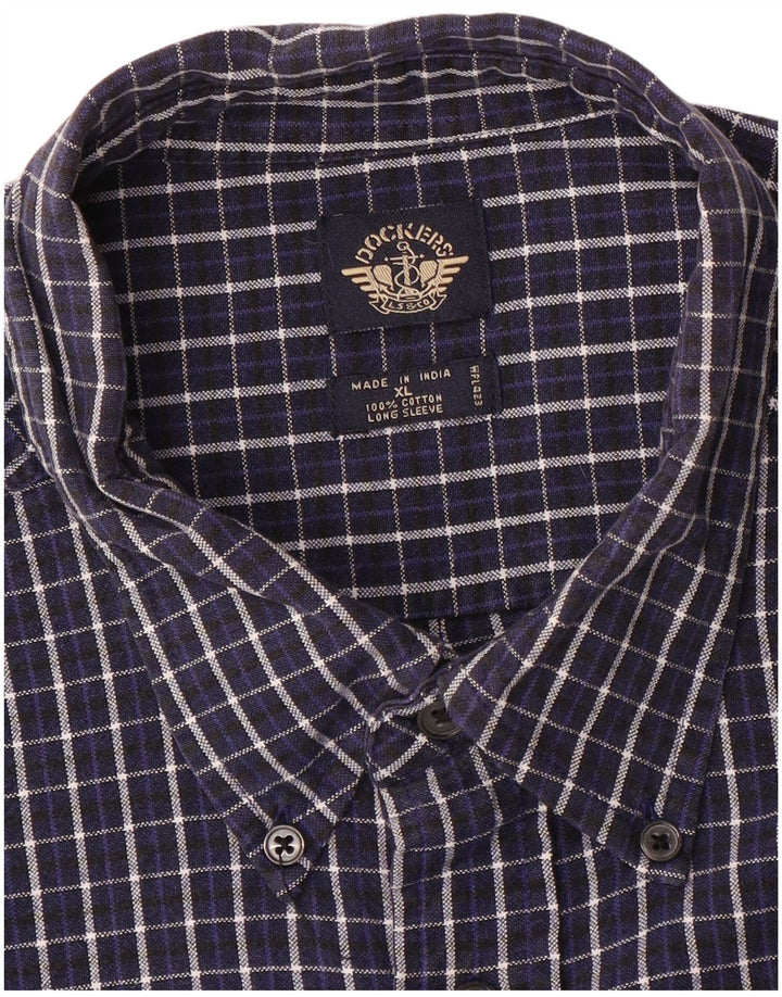 Camisa masculina de flanela DOCKERS XL algodão xadrez azul marinho