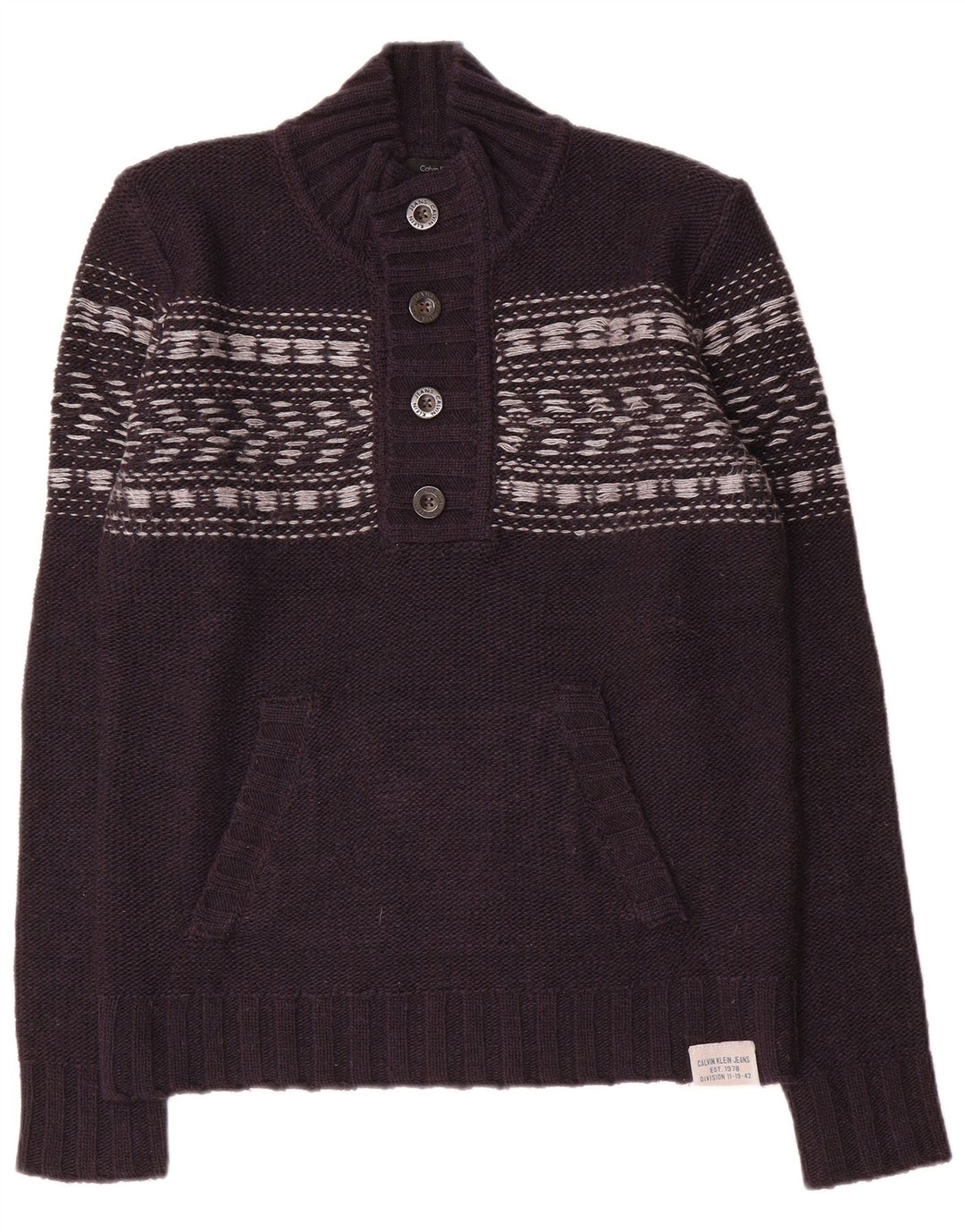 Suéter masculino Calvin Klein Jeans com gola com botão, azul marinho médio