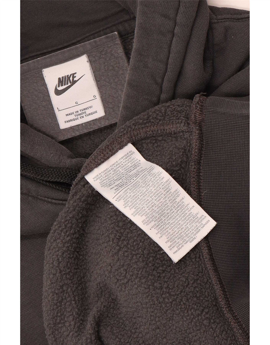 Suéter com capuz gráfico masculino Nike grande algodão cinza