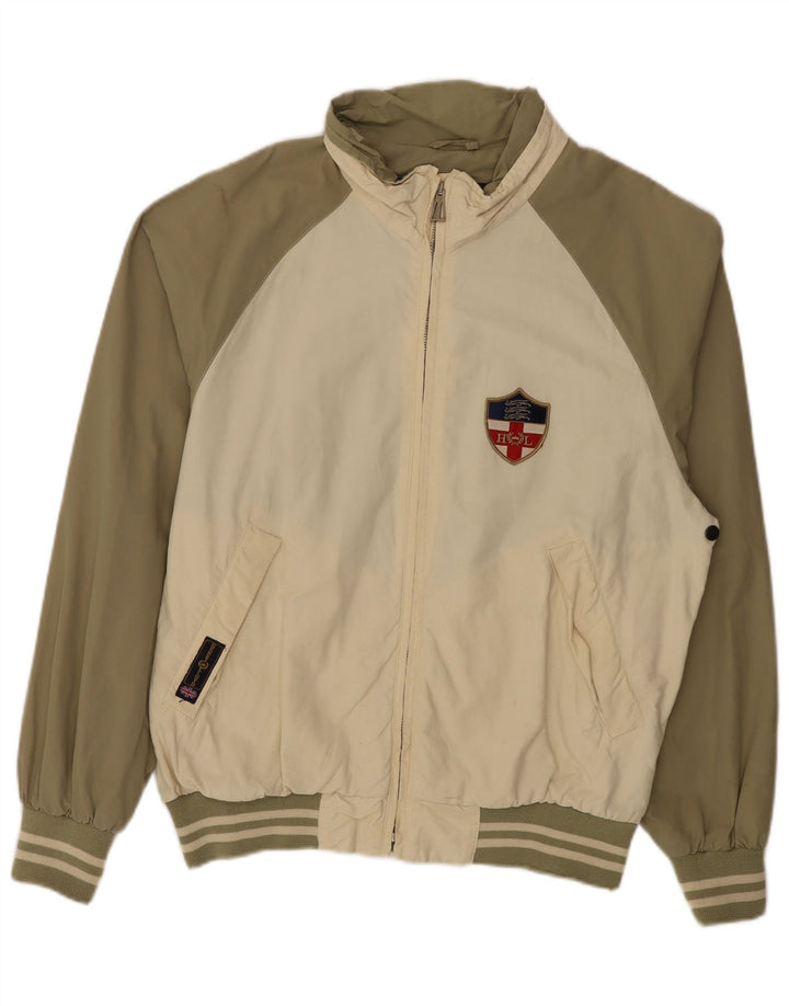 Jaqueta bomber masculina Henri Lloyd Reino Unido 40 grande bloco colorido cáqui
