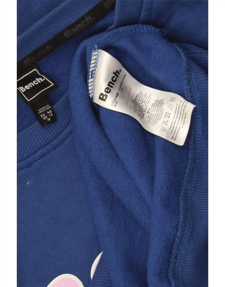 Suéter gráfico feminino Bench Jumper UK 12 algodão azul médio