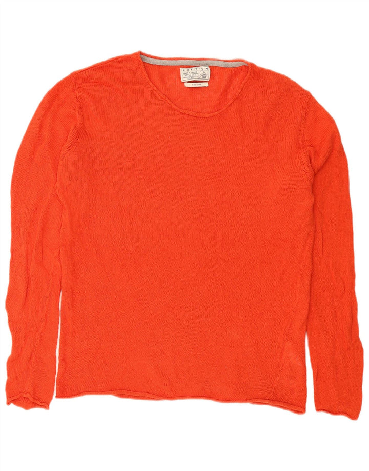 Suéter masculino Jack & Jones com gola redonda e linho laranja grande
