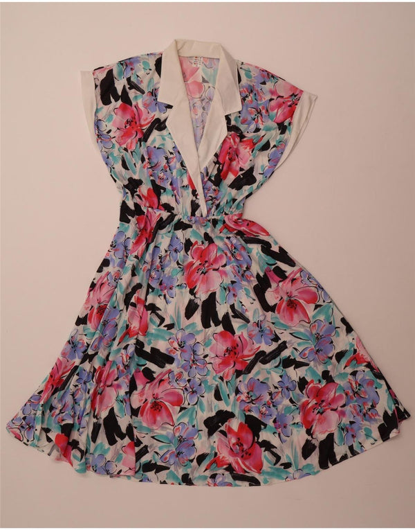 VINTAGE Womens Sleeveless A-Line Dress EU 40 Medium Multicoloured Floral