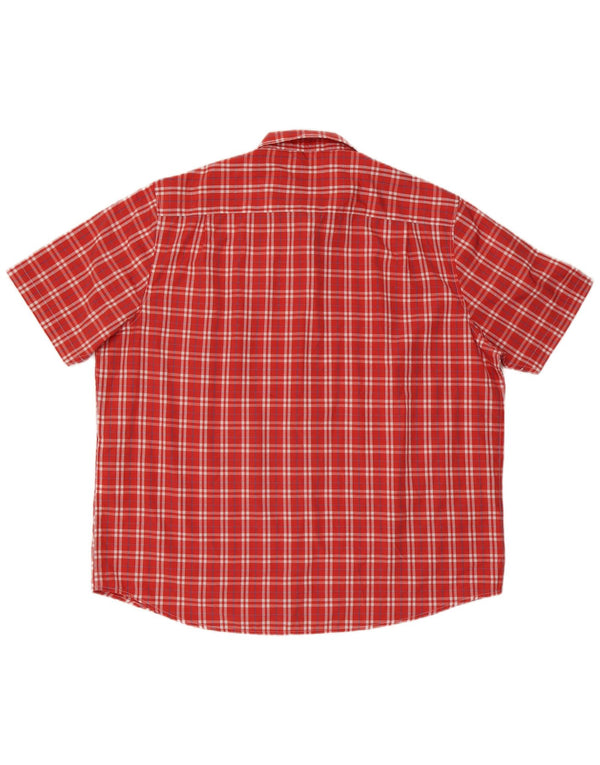 Camisa masculina de manga curta James Pringle 2XL poliéster xadrez vermelho
