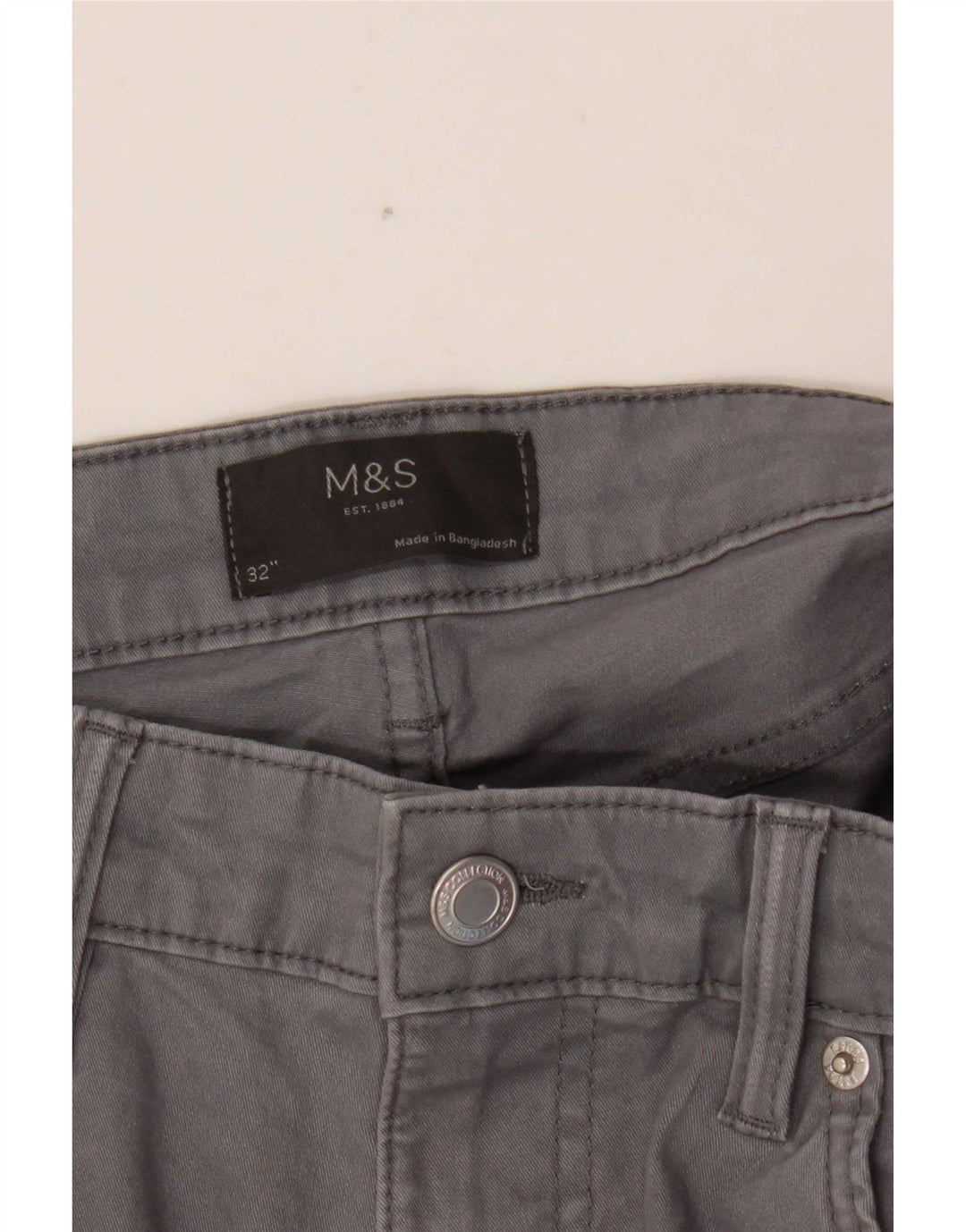 Shorts casuais masculinos Marks & Spencer W32 algodão cinza médio