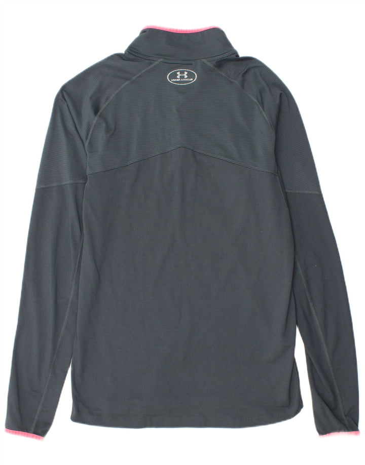Under Armour Mens Zip Neck Pullover Treino Top Cinza Médio