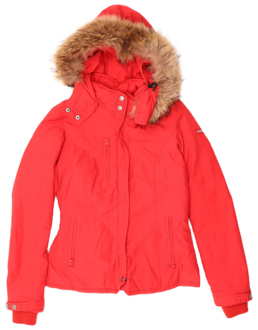 Jaqueta acolchoada com capuz feminina Woolrich Reino Unido 10 algodão vermelho pequeno