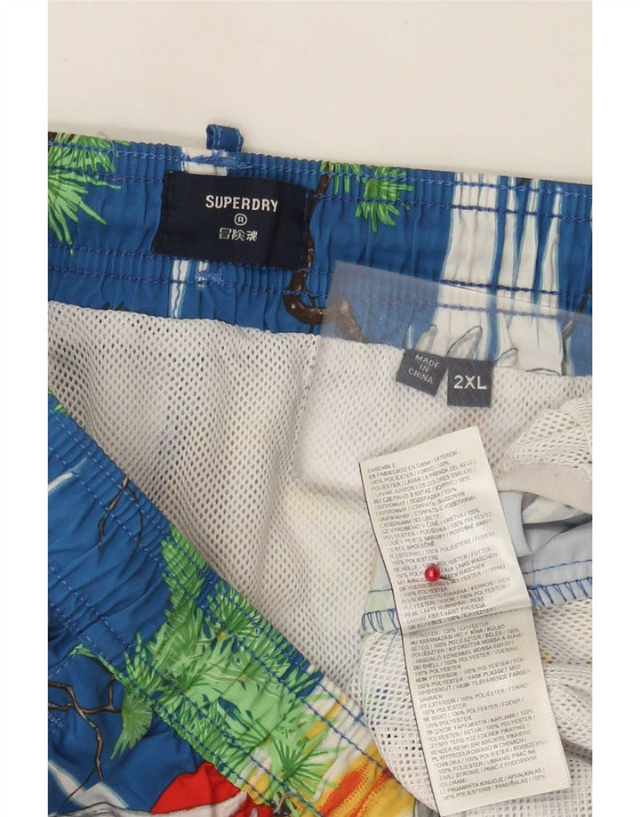 Shorts de natação masculino Superdry 2XL azul poliéster havaiano
