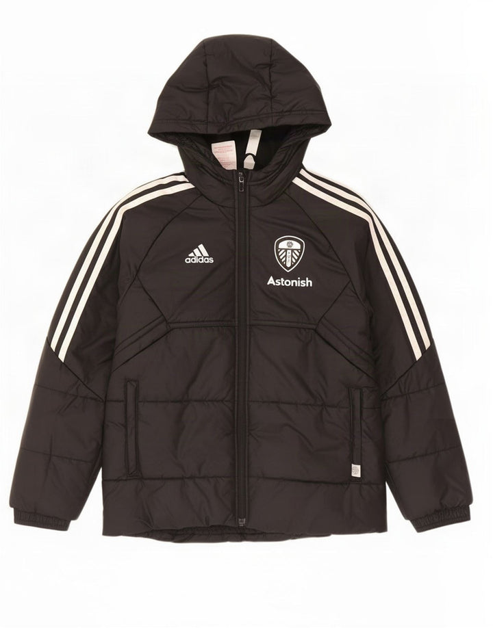 Casaco acolchoado com capuz gráfico Adidas Boys 9-10 anos preto poliéster
