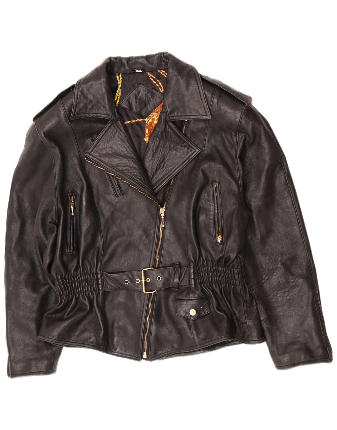 Jaqueta de couro feminina vintage para motociclista EU 40 médio preto