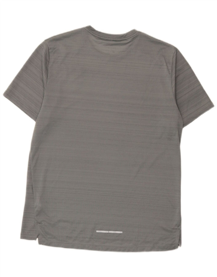 Camiseta masculina Nike Dri Fit Top cinza médio listrado poliéster