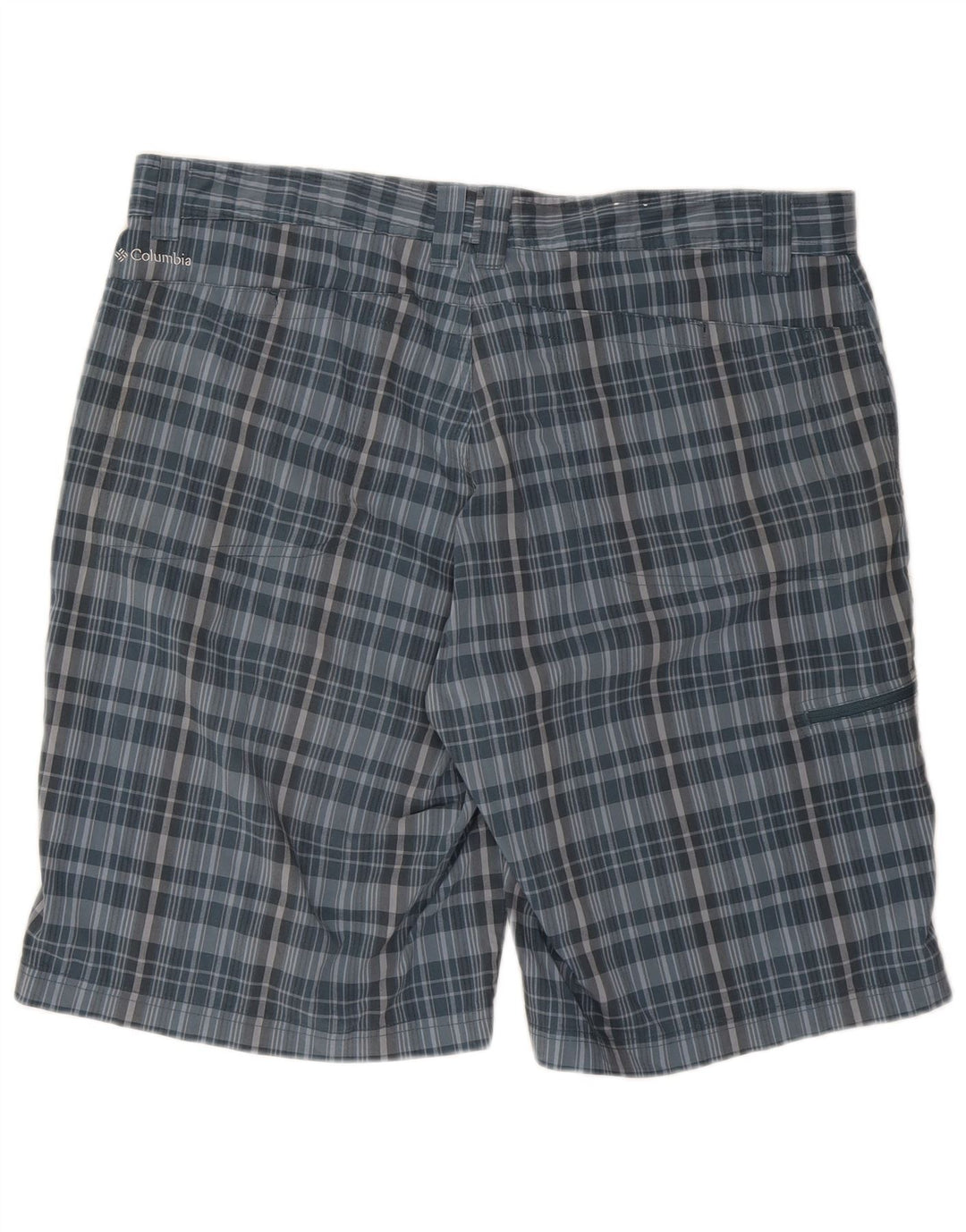 Columbia Mens Cargo Shorts W40 XL Poliéster Xadrez Azul
