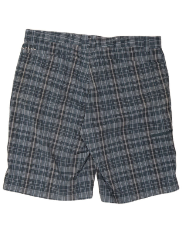 Columbia Mens Cargo Shorts W40 XL Poliéster Xadrez Azul
