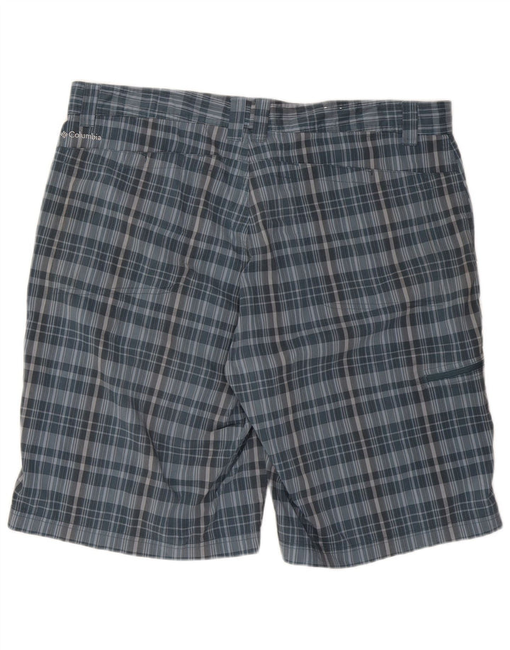 Columbia Mens Cargo Shorts W40 XL Poliéster Xadrez Azul