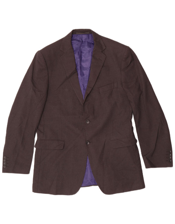 Jaqueta blazer masculina de 2 botões Marks & Spencer Reino Unido 42 poliéster cinza grande