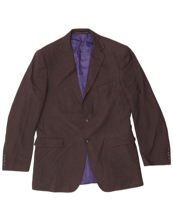 Jaqueta blazer masculina de 2 botões Marks & Spencer Reino Unido 42 poliéster cinza grande