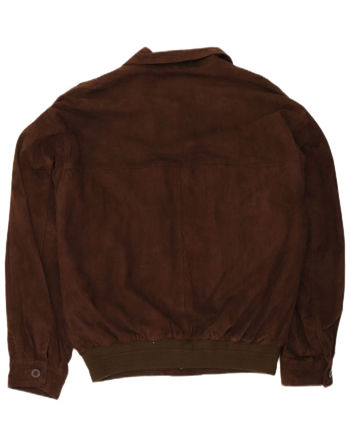 Jaqueta bomber masculina vintage de camurça IT 56 2XL couro marrom
