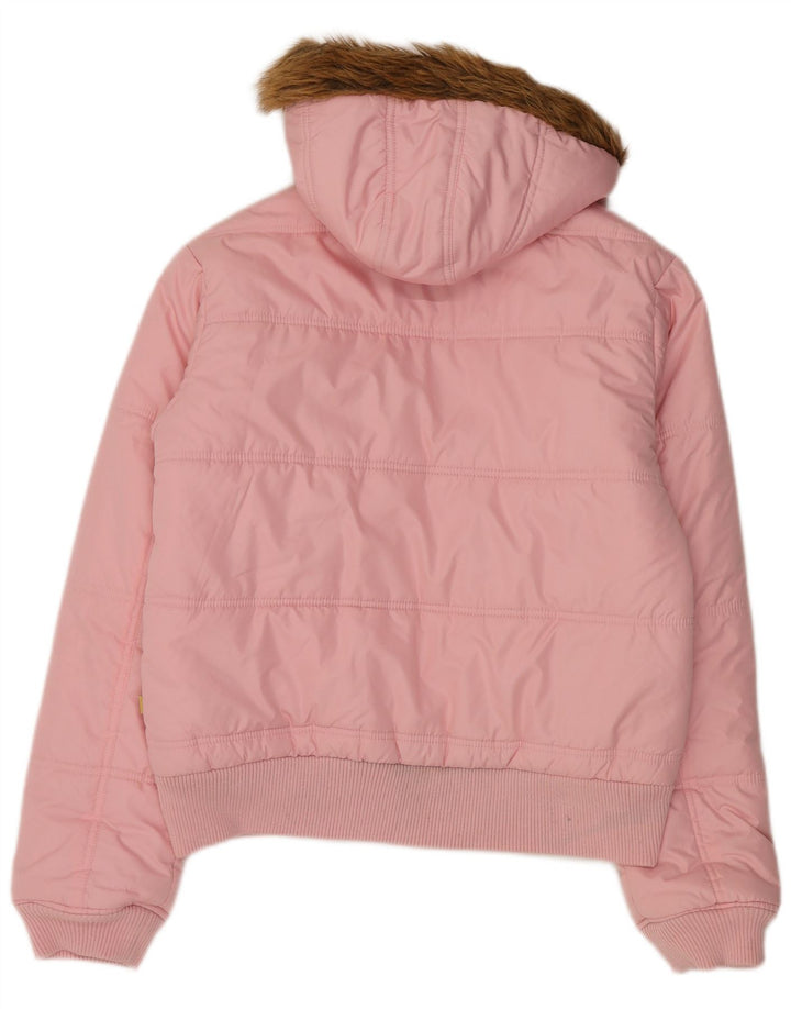 Jaqueta acolchoada com capuz feminina Buffalo UK 14 grande poliéster rosa