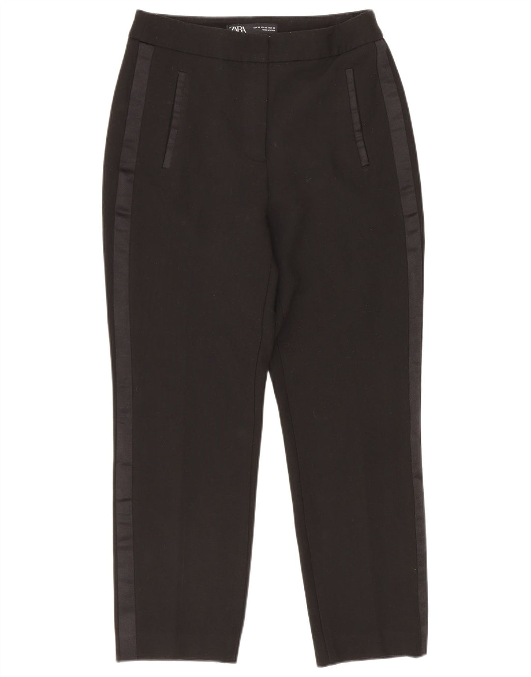 Calça feminina casual slim Zara XS 24 L23 poliéster preto