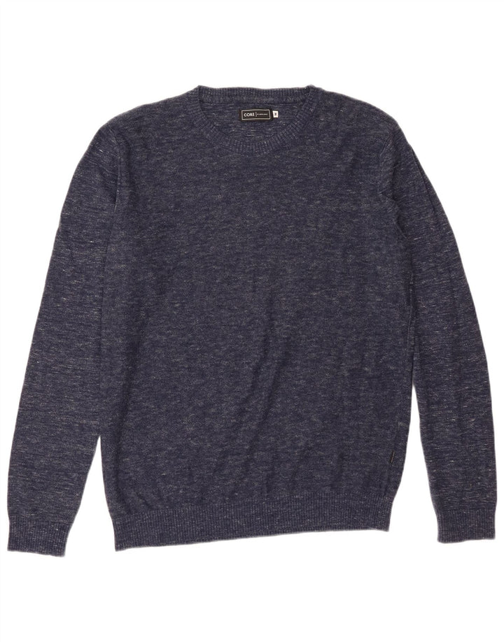 Suéter masculino Jack & Jones com gola redonda, algodão manchado azul marinho médio