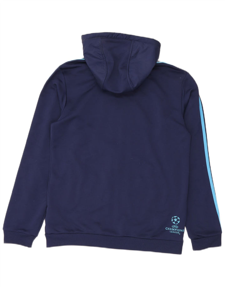 Adidas masculino zip moletom com capuz médio azul marinho poliéster