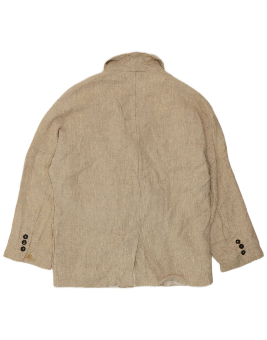 Jaqueta blazer feminina Zara com peito duplo Reino Unido 14 linho bege médio