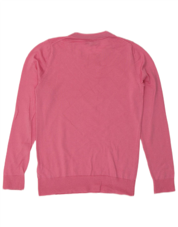 Suéter feminino HOBBS com gola redonda Reino Unido 12 lã rosa médio
