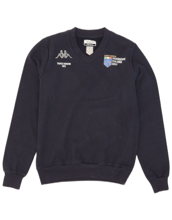 Kappa moletom gráfico masculino jumper pequeno azul marinho poliéster