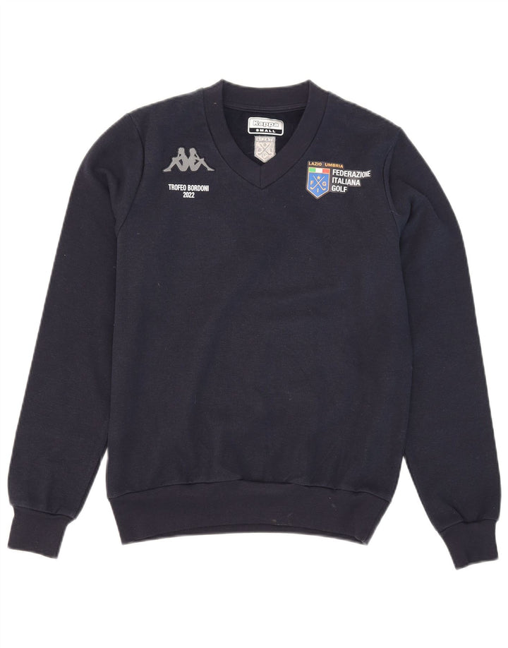 Kappa moletom gráfico masculino jumper pequeno azul marinho poliéster