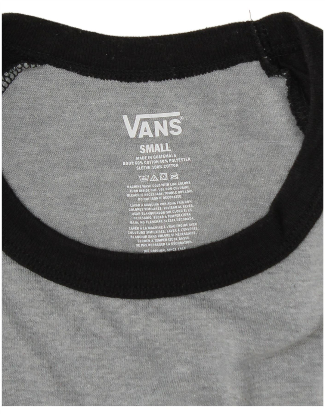 Vans Mens Graphic Top manga 3/4 pequeno algodão cinza