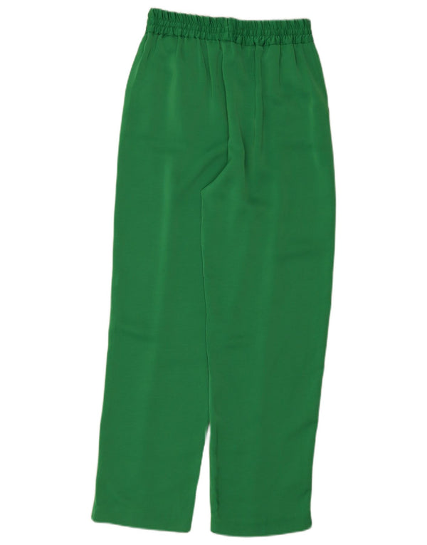 Zara Calça feminina reta casual pequena W26 L28 poliéster verde