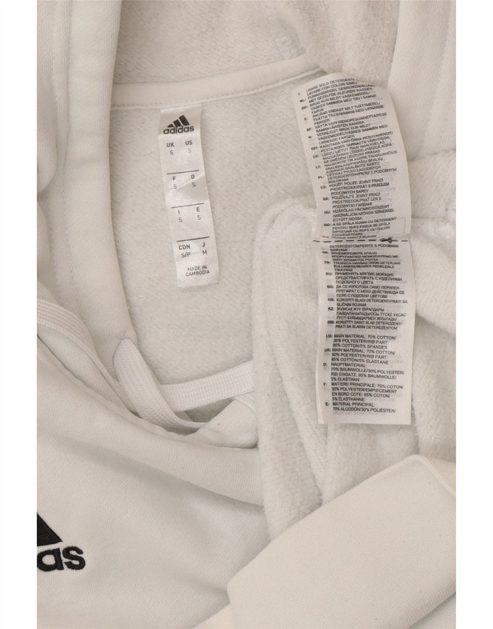Adidas Mens Hoodie Jumper Pequeno Algodão Branco