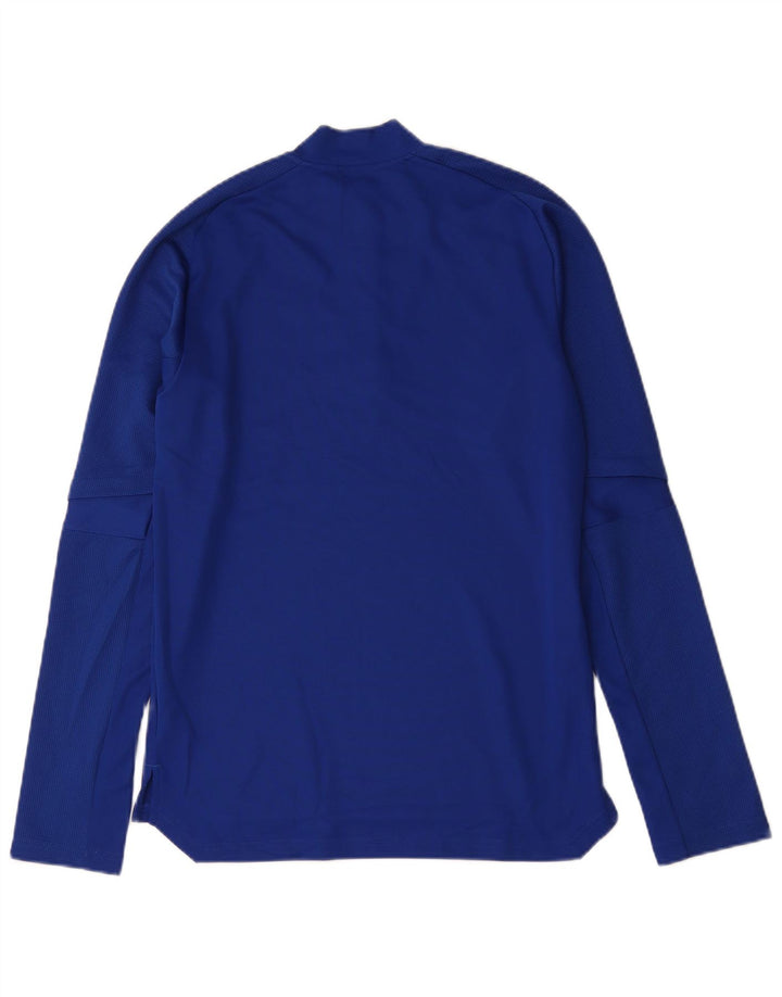 Adidas Mens Irish Football Zip Neck Pulôver Treino Top Pequeno Azul
