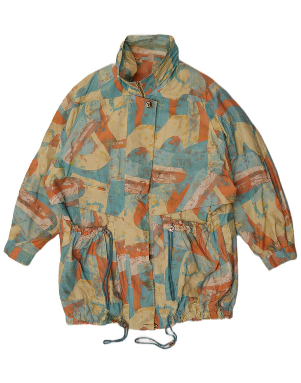Casaco corta-vento feminino vintage com padrão abstrato EU 46 XL multicolorido