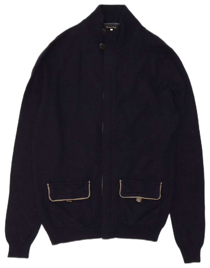 Suéter cardigã masculino Massimo Dutti médio azul marinho
