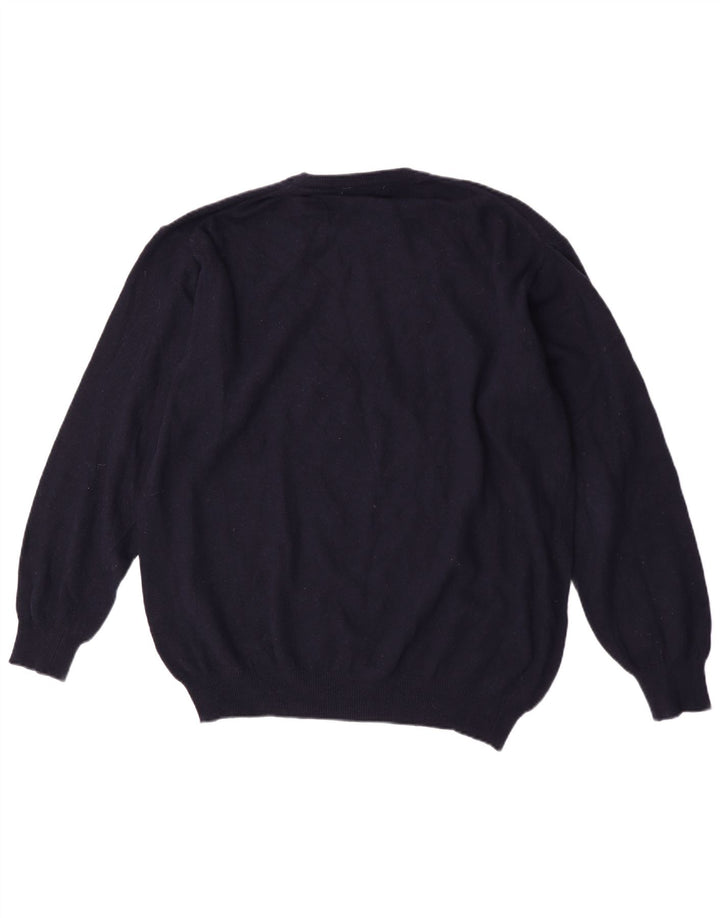 Zara Suéter masculino com gola redonda XL lã azul marinho