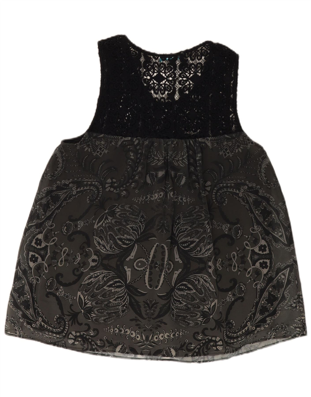 Blusa feminina sem mangas com estampa DESIGUAL UK 18 XL cinza paisley