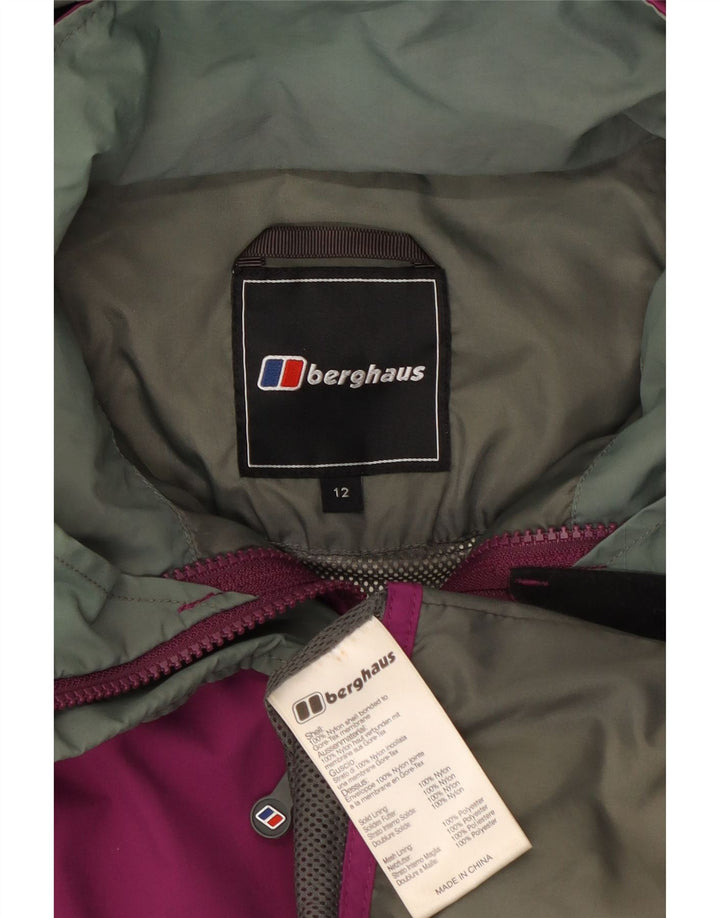 Jaqueta de chuva feminina com capuz Berghaus UK 12 nylon roxo médio
