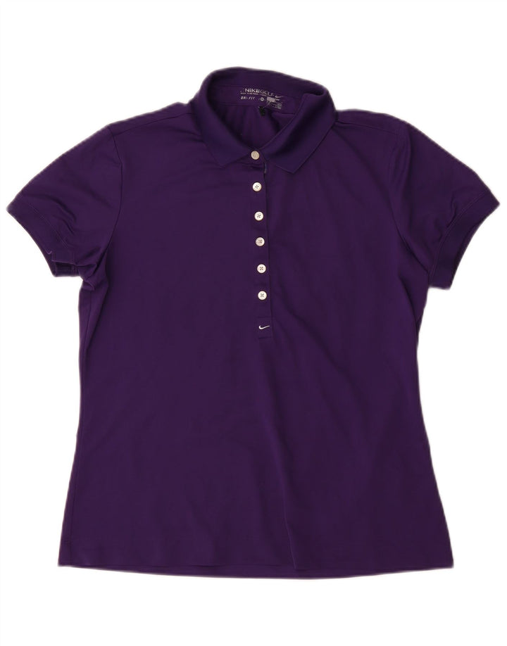 Camisa polo feminina Nike Dri Fit UK 12/14 médio roxo poliéster