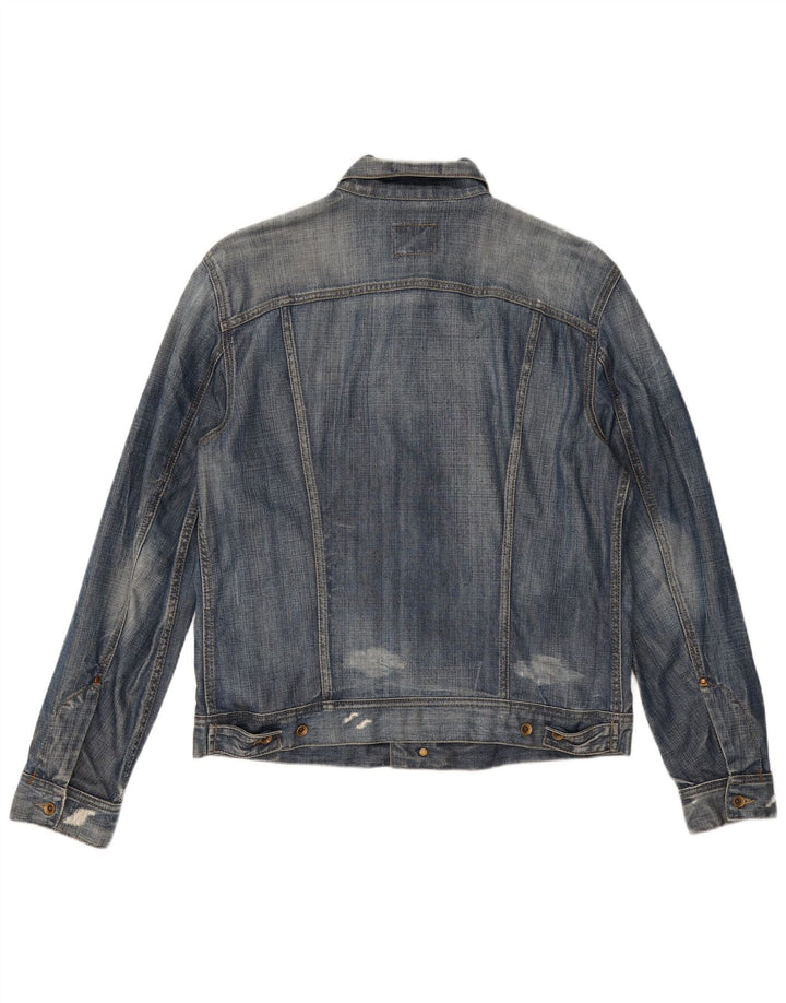 Jaqueta jeans masculina desgastada Gas UK 38 algodão azul médio