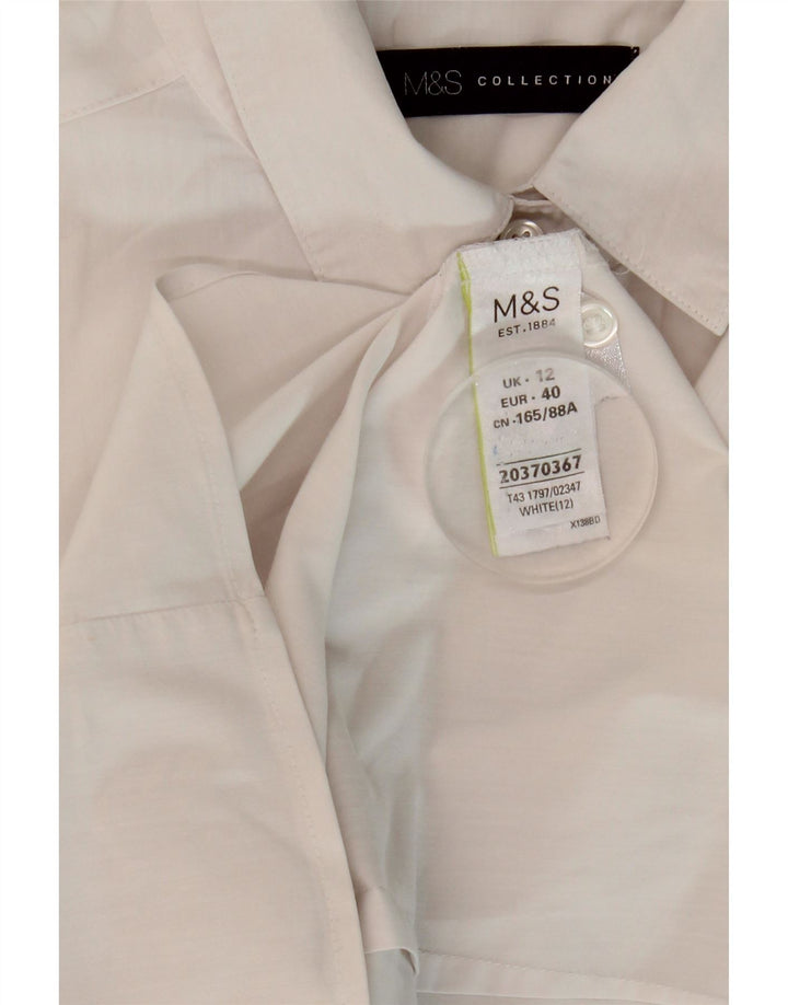 Camisa feminina de manga curta Marks & Spencer Reino Unido 12 algodão branco médio