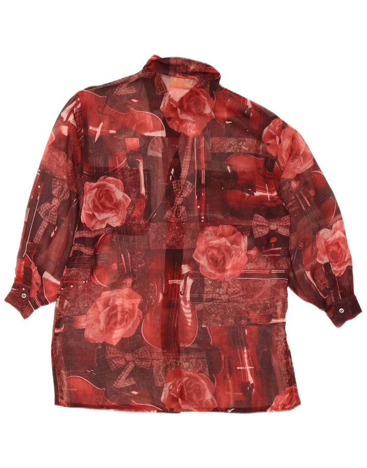 Blusa feminina Penny Black UK 8 pequena floral vermelha de poliéster