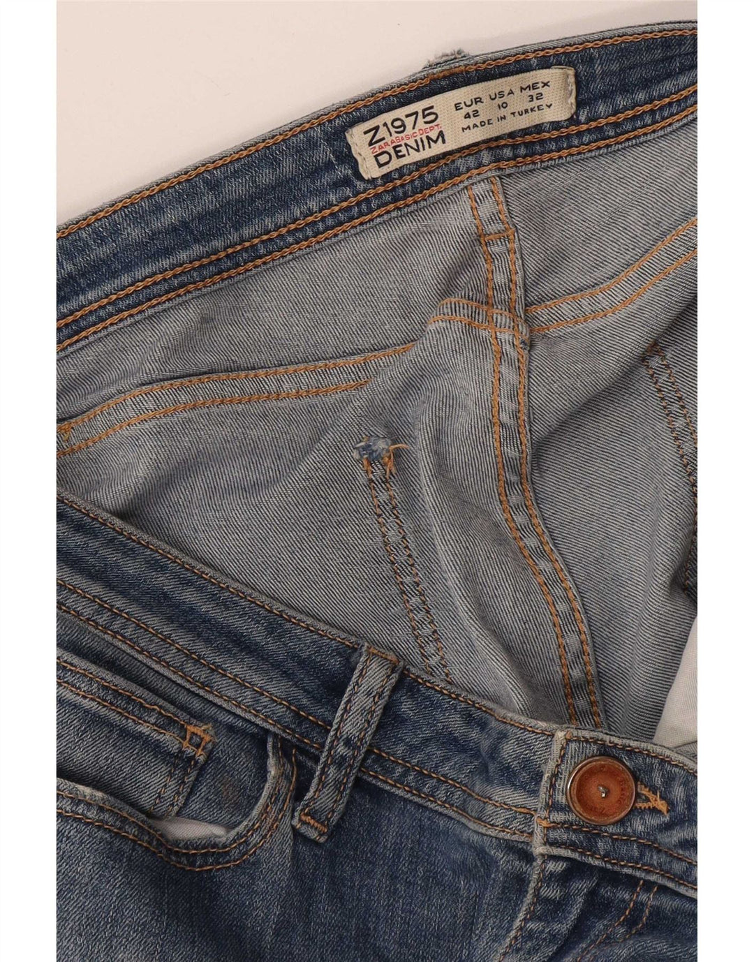 Calça jeans reta feminina Zara EU 42 grande W32 L26 azul