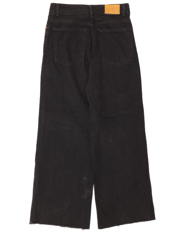 Zara Jeans feminino cintura alta com perna larga UE 38 pequeno W28 L29 preto