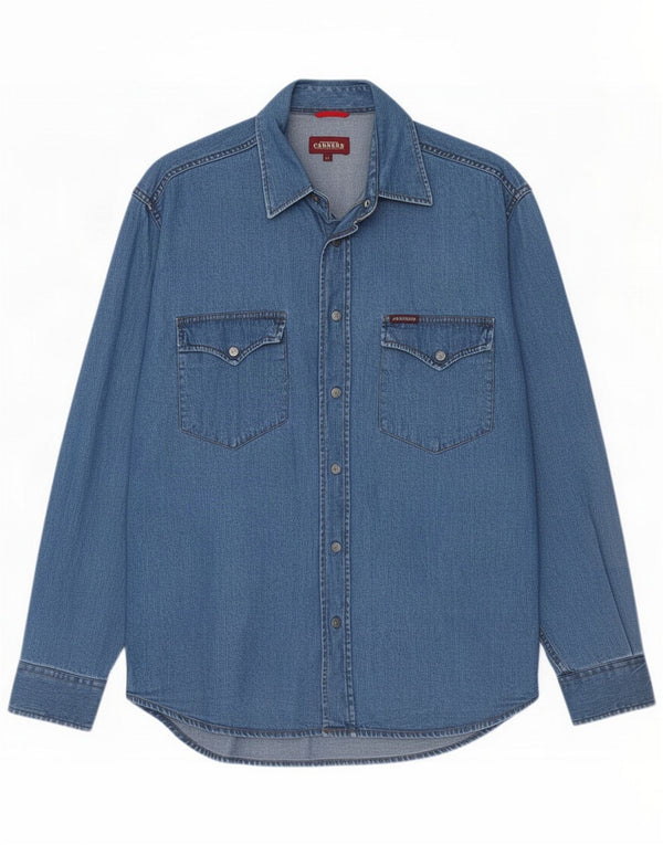 Camisa jeans masculina Carrera Algodão azul médio