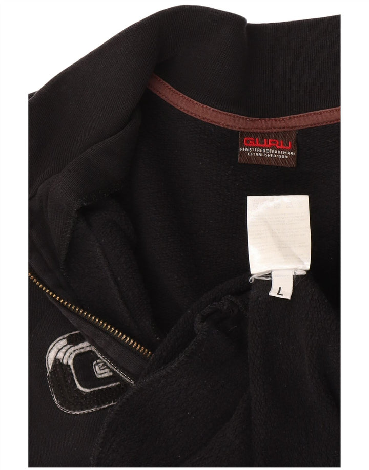 Guru Mens Graphic Tracksuit Top Jaqueta Grande Algodão Preto