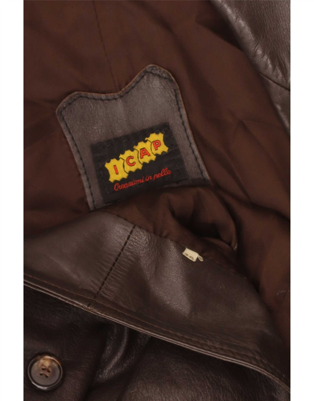 Casaco de couro masculino vintage UK 38 marrom médio